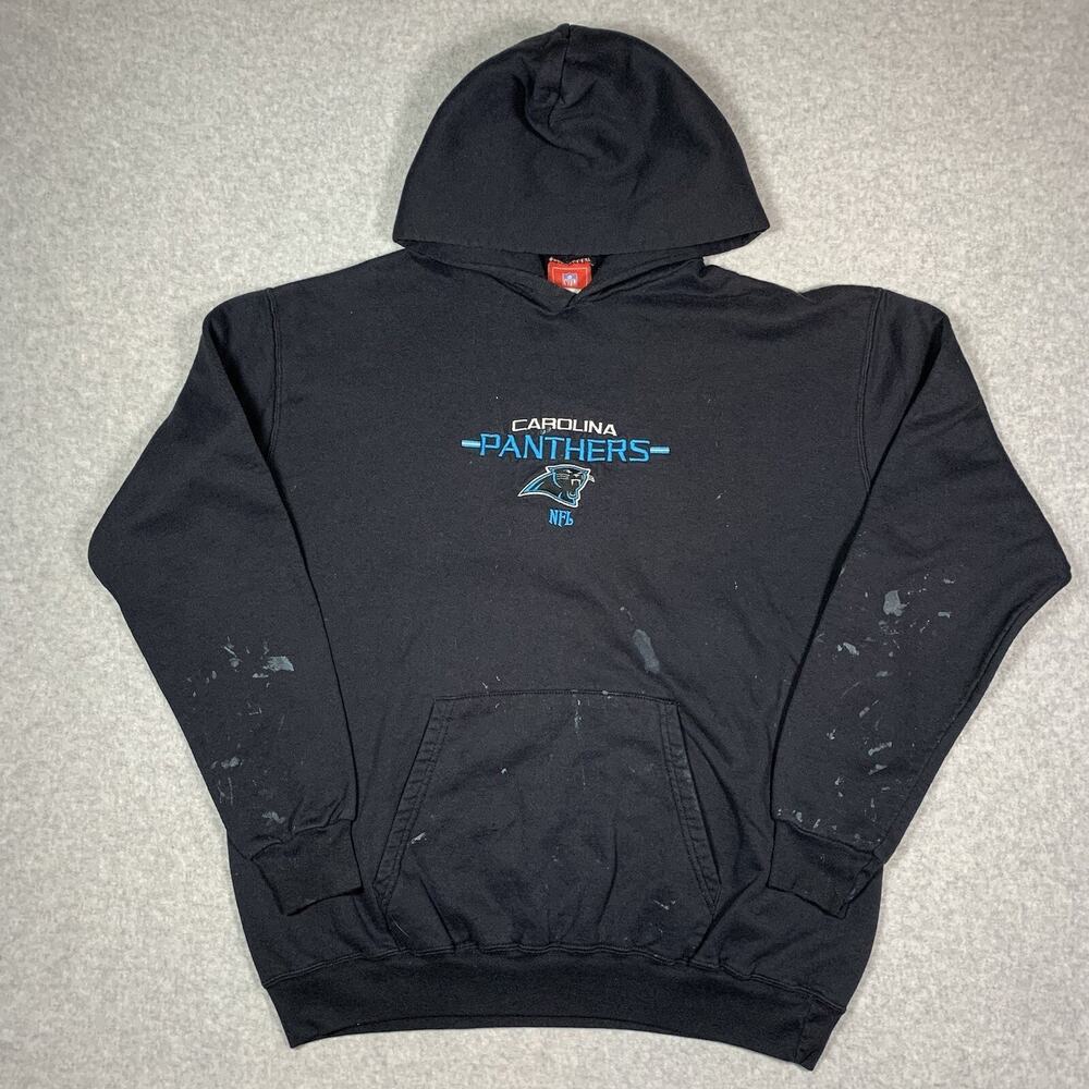 NFL Carolina Panthers Hoodie Men's Sz L Black Front Pocket NFL Team Apparel